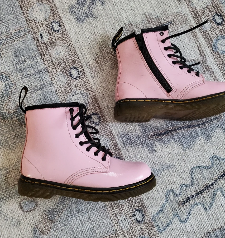 Dr. Martens Kids Pink Patent Leather Boots sz10